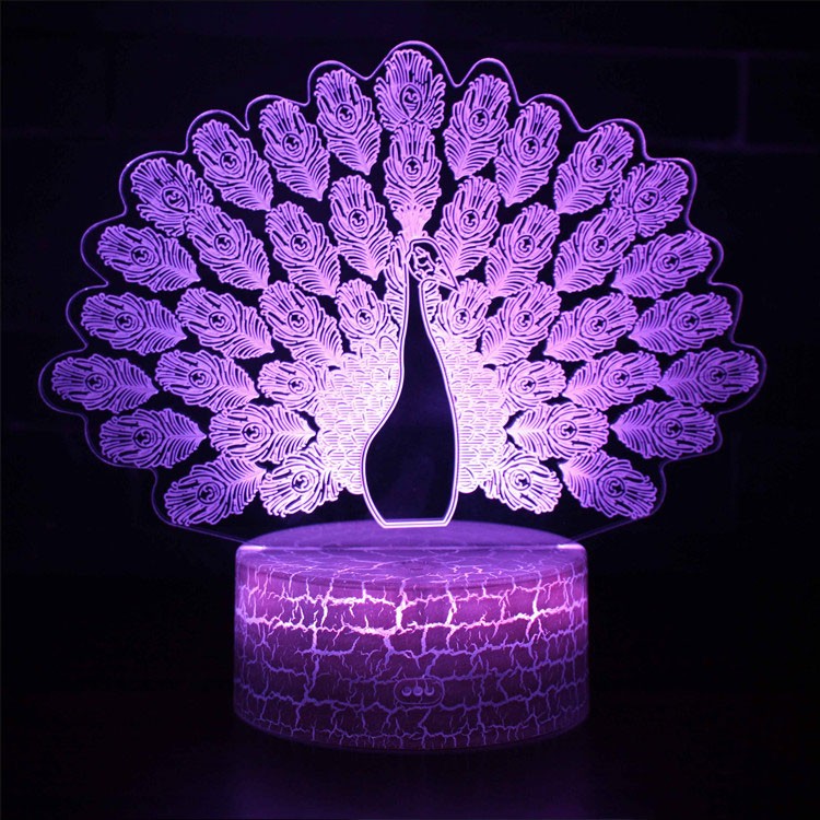 Lampe 3D Paon roue oiseau