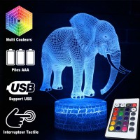Lampe 3D Éléphant télécommande et caractéristiques