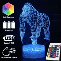 Lampe 3D Gorille télécommande et caractéristiques
