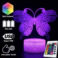 Lampe 3D Papillon télécommande et caractéristiques