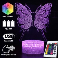Lampe 3D Papillon sauvage télécommande et caractéristiques