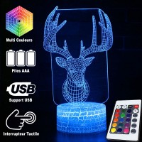 Lampe 3D Tête de Cerf télécommande et caractéristiques