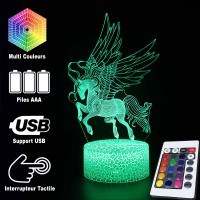 Lampe 3D Licorne Céleste Ailes télécommande et caractéristiques