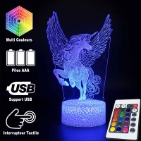 Lampe 3D Licorne Divine Cabrée télécommande et caractéristiques