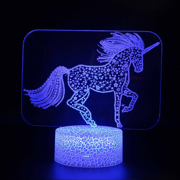 Lampe 3D Licorne Magique Étoiles