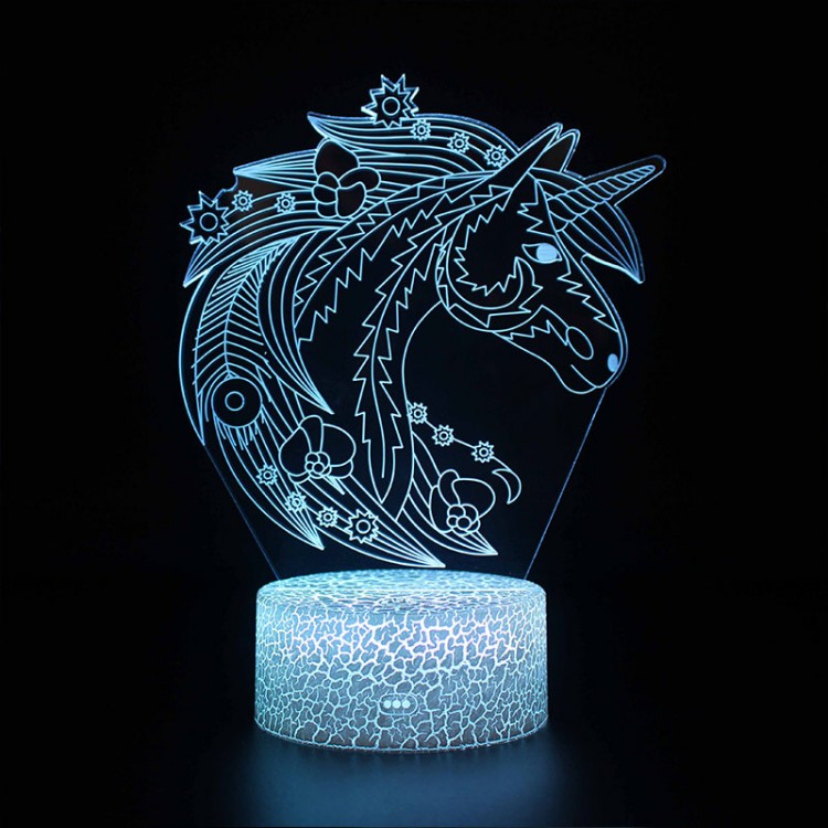 Lampe 3D Licorne Magique Fleurs