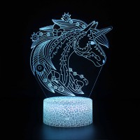Lampe 3D Licorne Magique Fleurs