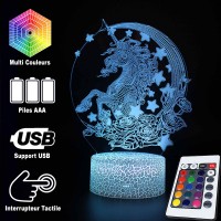 Lampe 3D Licorne Magique télécommande et caractéristiques