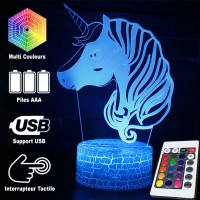 Lampe 3D Tête de Licorne télécommande et caractéristiques