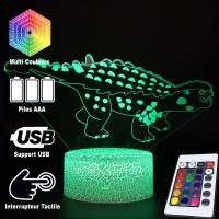 Lampe 3D Dinosaure Ankylosaure télécommande et caractéristiques