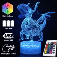 Lampe 3D Dinosaure Dragon télécommande et caractéristiques