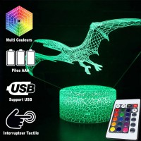 Lampe 3D Ptérodactyle Dinosaure Oiseau télécommande et caractéristiques