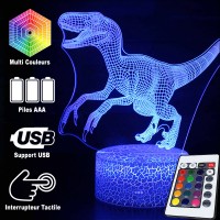 Lampe 3D Dinosaure Vélociraptor qui crie télécommande et caractéristiques