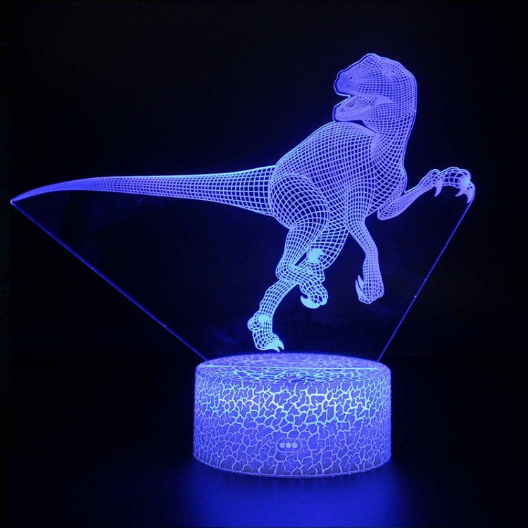 Lampe 3D Dinosaure Vélociraptor qui fuie
