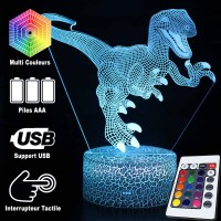 Lampe 3D Dinosaure Vélociraptor qui fait peur télécommande et caractéristiques