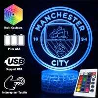 Lampe 3D Football Manchester City logo télécommande et caractéristiques