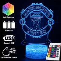 Lampe 3D Football Manchester United logo télécommande et caractéristiques