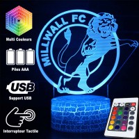 Lampe 3D Football Millwall FC logo télécommande et caractéristiques