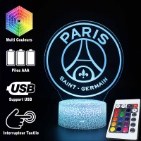 Lampe 3D Football PSG logo télécommande et caractéristiques