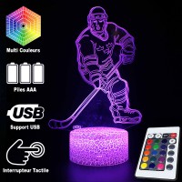 Lampe 3D LED d'un joueur de Hockey, télécommande et caractéristiques