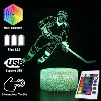 Lampe 3D LED d'un joueur de Hockey sur glace, télécommande et caractéristiques