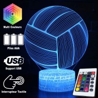 Lampe 3D LED d'un ballon de Volley-ball, télécommande et caractéristiques