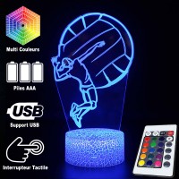 Lampe 3D LED d'un joueur de Volley-ball, télécommande et caractéristiques
