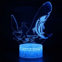 Lampe 3D LED d'un pêcheur à la ligne