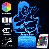 Lampe 3D LED de Bruce Lee, télécommande et caractéristiques