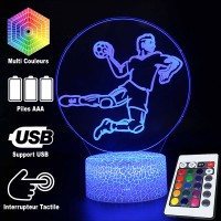 Lampe 3D LED Joueur de Handball, télécommande et caractéristiques