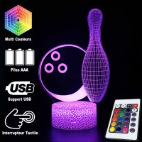 Lampe 3D LED Bowling balle et quille, télécommande et caractéristiques