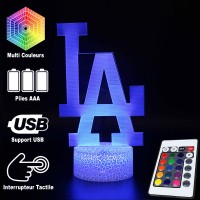 Lampe 3D LED Baseball Logo LA Dodgers, télécommande et caractéristiques