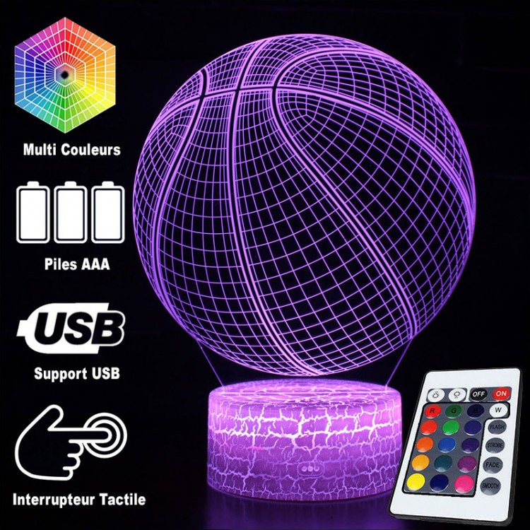 Lampe 3D Ballon de Basketball