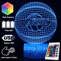 Lampe 3D LED Basketball Logo Lakers de Los Angeles, télécommande et caractéristiques