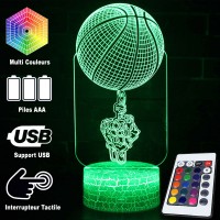 Lampe 3D LED Basketball Main jongle avec ballon, télécommande et caractéristiques