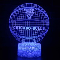 Lampe 3D LED Basketball Logo Chicago Bulls