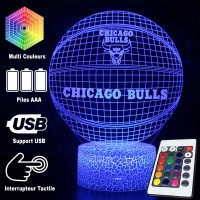 Lampe 3D LED Basketball Logo Chicago Bulls, télécommande et caractéristiques