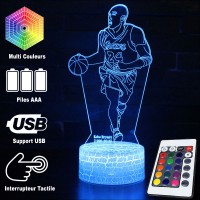 Lampe 3D LED Basketball Joueur Kobe Bryant, télécommande et caractéristiques