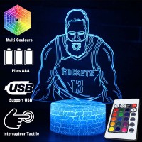 Lampe 3D LED Basketball Joueur James Harden, télécommande et caractéristiques