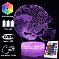 Lampe 3D LED Football Américain : Casque Patriots, télécommande et caractéristiques