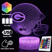Lampe 3D LED Football Américain : Les Packers de Green Bay, télécommande et caractéristiques
