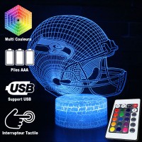 Lampe 3D LED Football Américain : Les Seahawks de Seattle, télécommande et caractéristiques