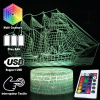 Lampe 3D LED Bateau Voilier Quatre-mats, télécommande et caractéristiques