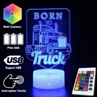 Lampe 3D LED Camion Logo Born to Truck, télécommande et caractéristiques