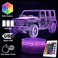 Lampe 3D Voiture Jeep 4x4, télécommande et caractéristiques