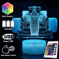 Lampe 3D Voiture Formula 1, télécommande et caractéristiques