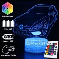 Lampe 3D Voiture Mercedes Benz, télécommande et caractéristiques