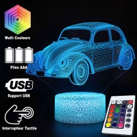Lampe 3D LED Voiture Coccinelle VW, télécommande et caractéristiques