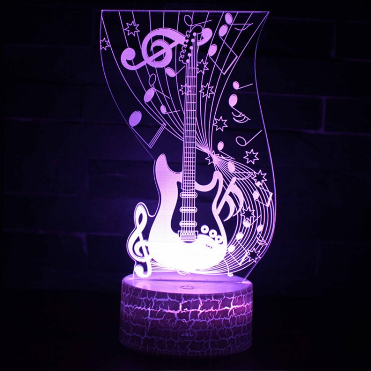 Lampe 3D Musique Guitare électrique et notes