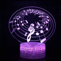 Lampe 3D Musique Notes de musique sur portée en cercle